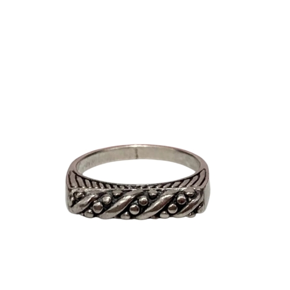 Designer Signed PD Sterling Silver Tall Flat Stacking Ring, Size 8, 2.7g - Picture 2 of 9